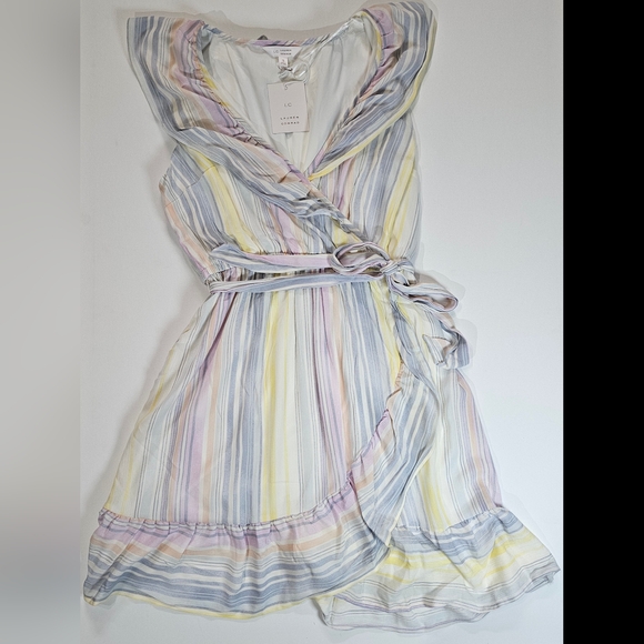 LC Lauren Conrad Dresses & Skirts - Lauren Conrad Dress Womens Small Multicolor Pastel Stripe Spring Cottagecore NEW
